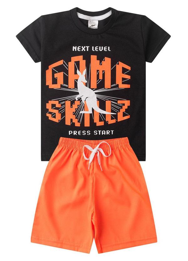 Vista 2 Conjunto Menino Game Skillz Kangulu Preto Rosa Azul Rosa Azul