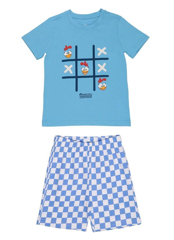 Vista 2 Conjunto Menino Jogo da Velha Azul Galinha Pintadinha Galinha Pintadinha