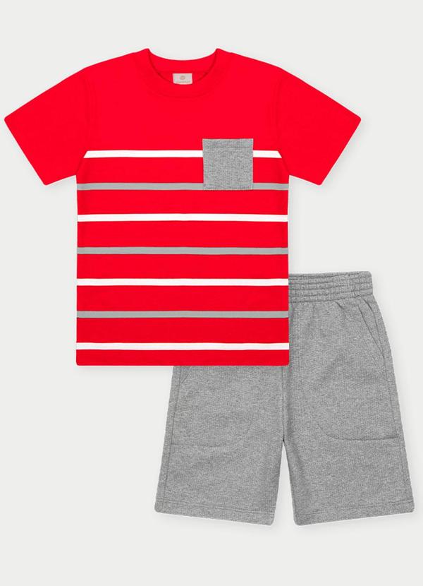 Conjunto Menino Listrado Vermelho