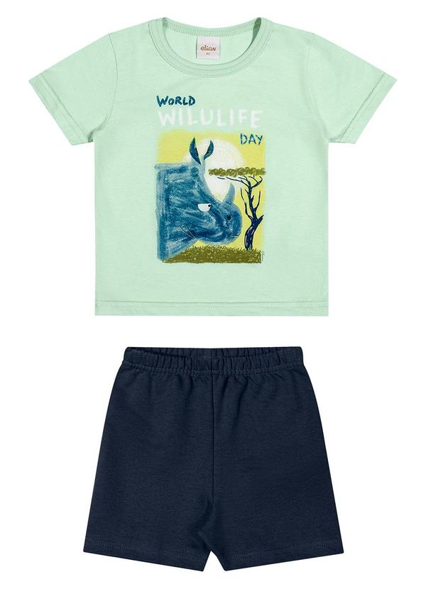 Conjunto Menino Meia Malha Estampa Verde