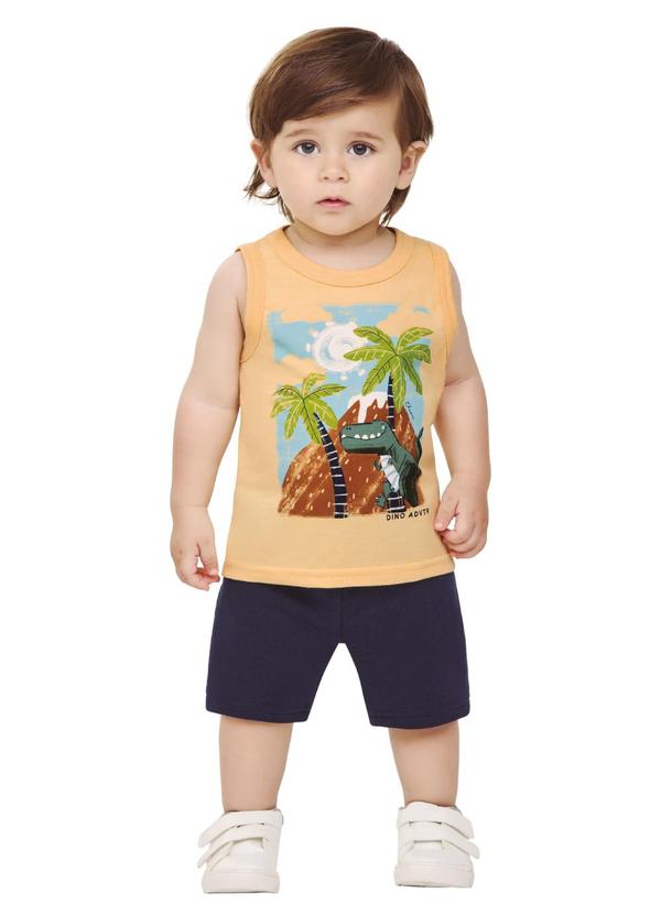 Conjunto Menino Regata e Bermuda Amarelo