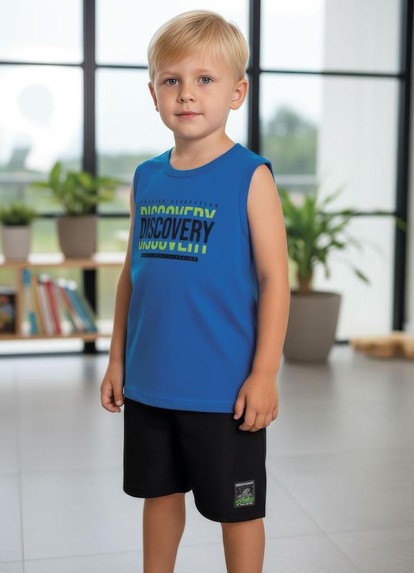 Conjunto Menino Regata e Bermuda Azul