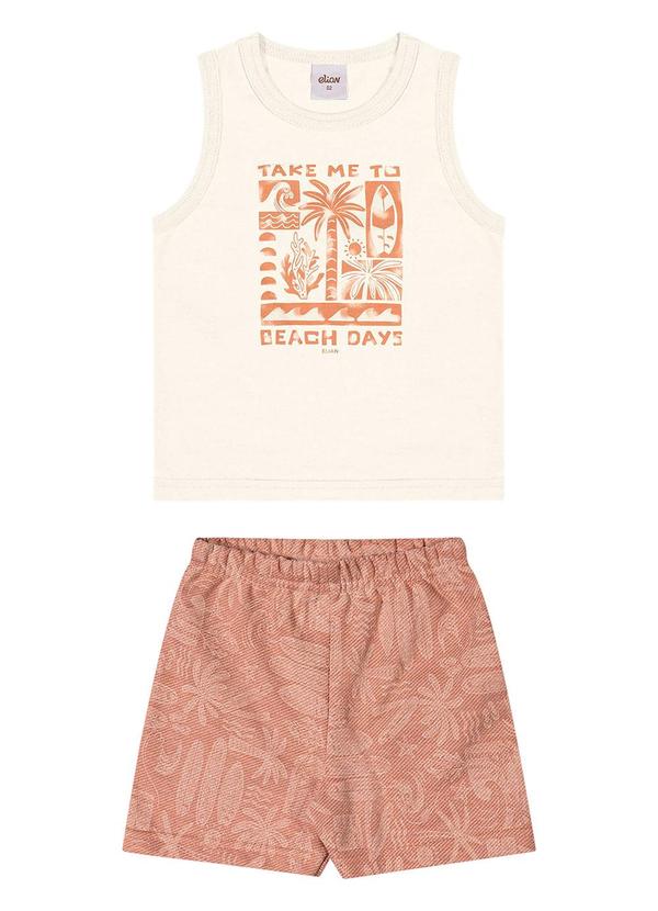 Conjunto Menino Regata e Bermuda Tropical Bege