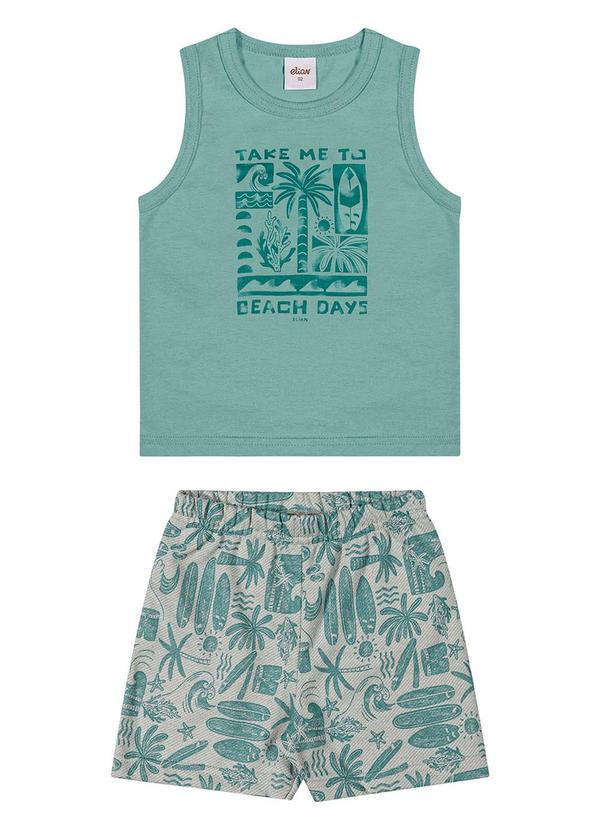 Conjunto Menino Regata e Bermuda Tropical Verde