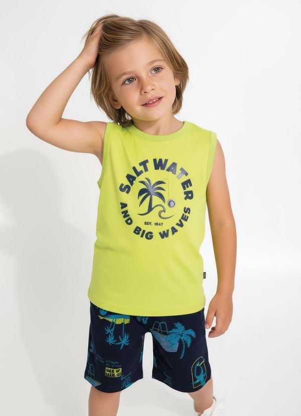 Conjunto Menino Regata e Bermuda Verde