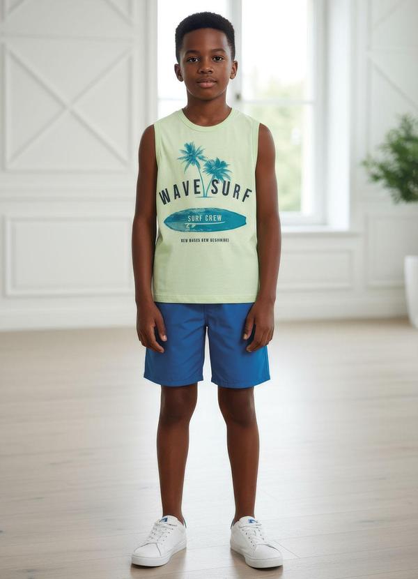 Conjunto Menino Regata e Bermuda Verde