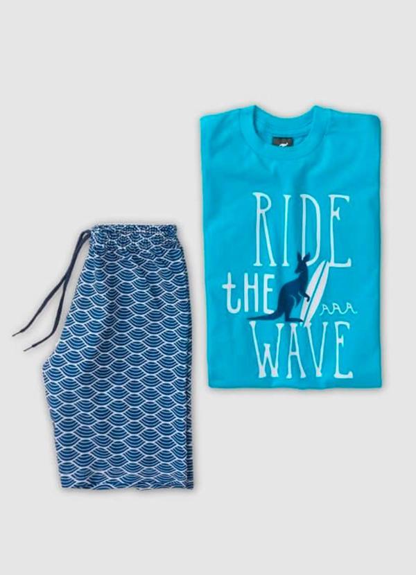 Vista 2 Conjunto Menino Ride The Wave Kangulu Azul Rosa Azul Rosa Azul