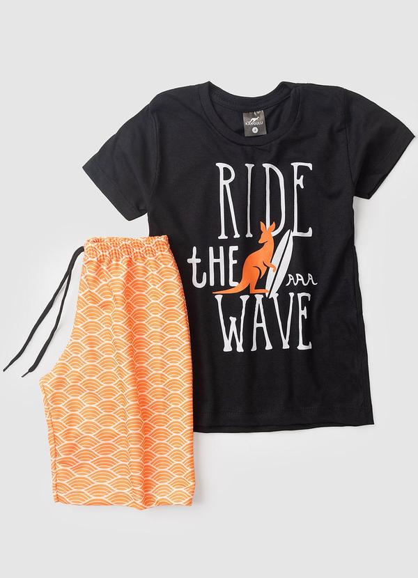 Vista 2 Conjunto Menino Ride The Wave Kangulu Preto Rosa Azul Rosa Azul