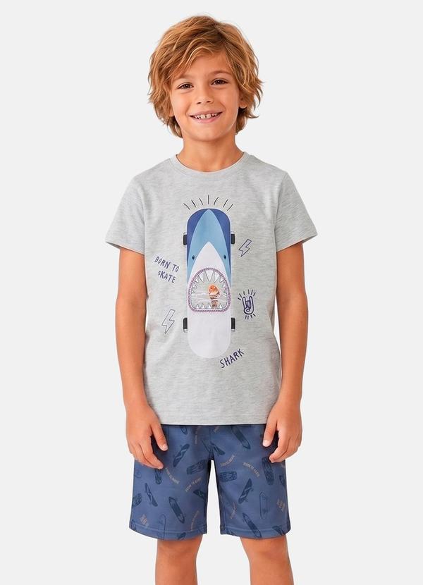 Conjunto Menino Verão Born To Skate Shark Mescla