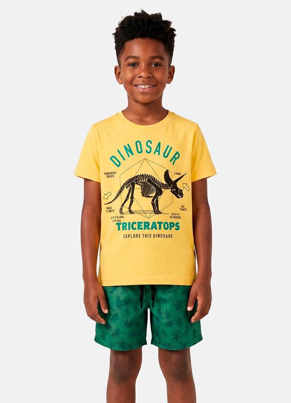 Conjunto Menino Verão Dinossauro Amarelo