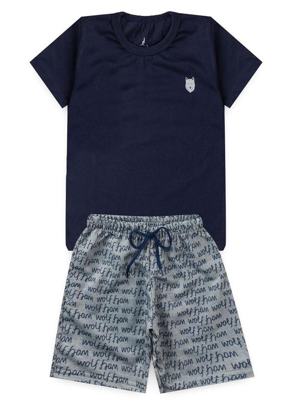 Vista 2 Conjunto Menino Verão Lobo Kangulu Marinho Rosa Azul Rosa Azul