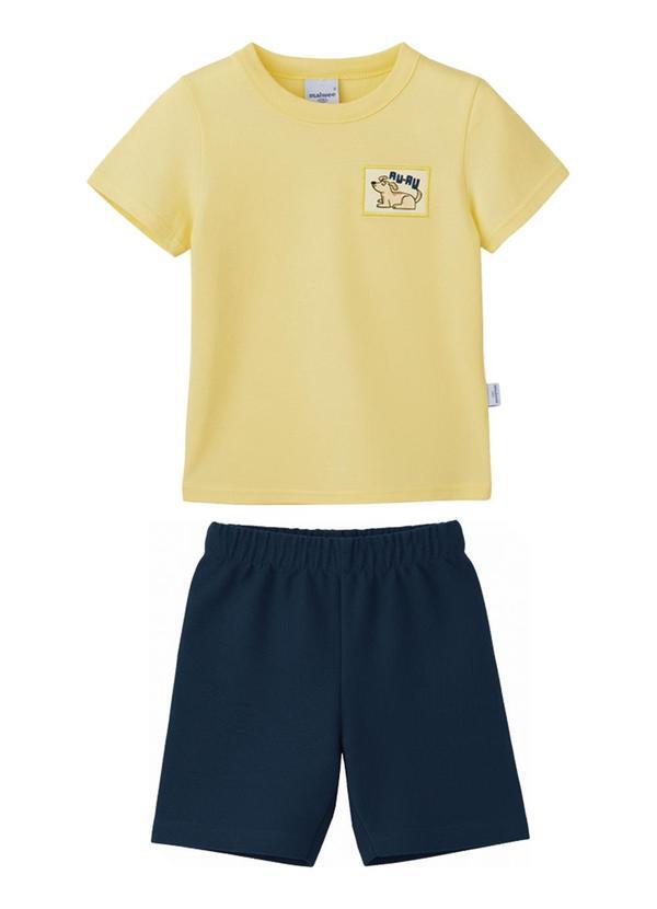 Conjunto Missão Brincar em Moletom Amarelo Claro