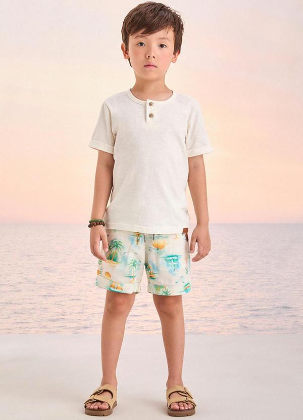 Conjunto Off com Estampa Tropical Off White