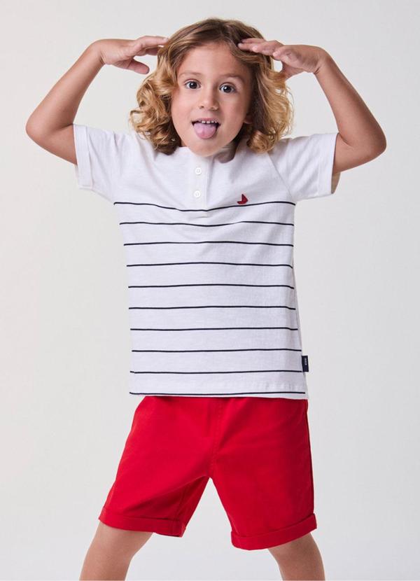 Conjunto Off com Vermelho Listrado Vermelho