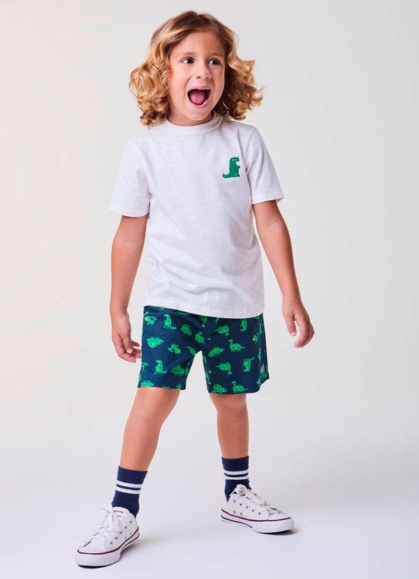 Conjunto Off e Marinho com Dinossauros Preto