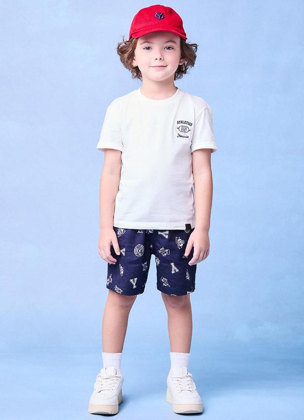 Conjunto Off White Estampado Azul