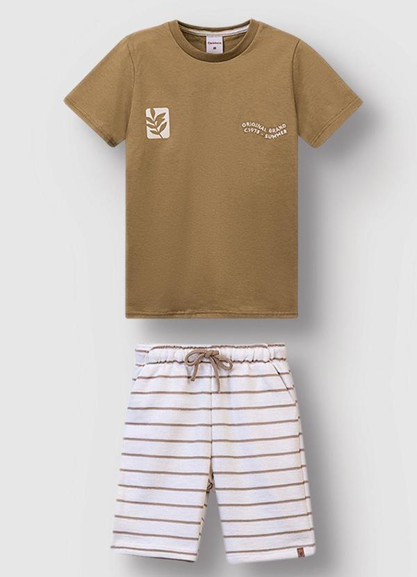 Conjunto Original Brand Bordado Cáqui