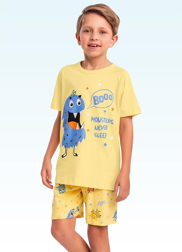 Conjunto Pijama Camiseta e Bermuda Amarelo