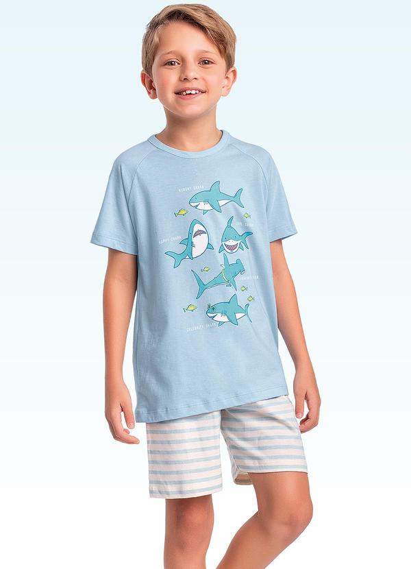 Conjunto Pijama Camiseta e Bermuda Azul