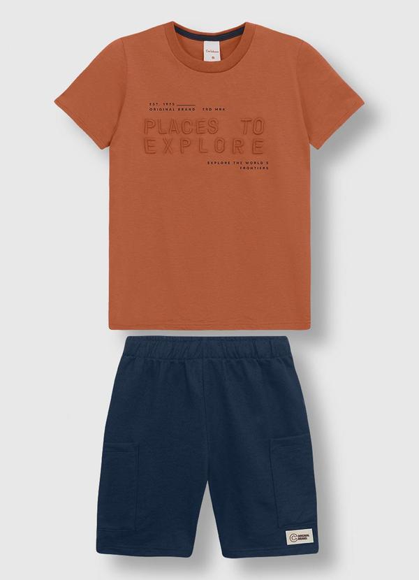 Conjunto Places To Explore em Moletinho Marrom
