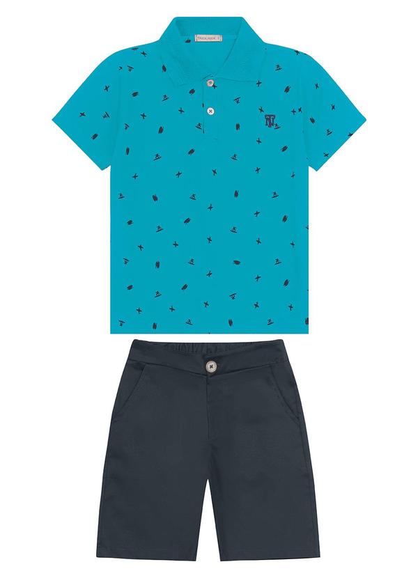 Conjunto Polo com Bermuda Azul