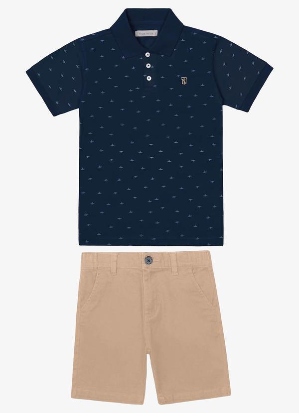 Conjunto Polo com Bermuda Azul