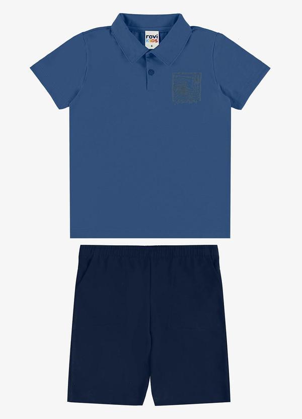 Conjunto Polo com Bermuda Infantil Azul