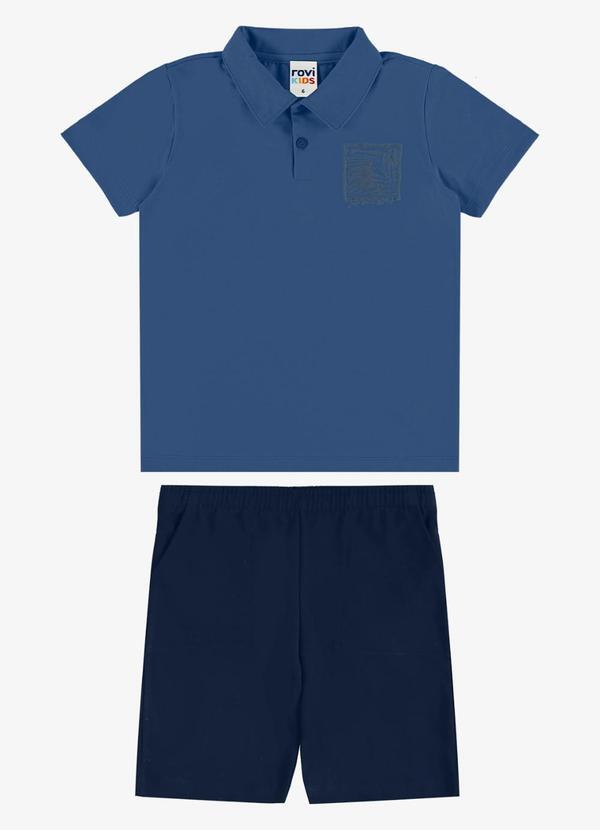 Conjunto Polo com Bermuda Infantil Azul