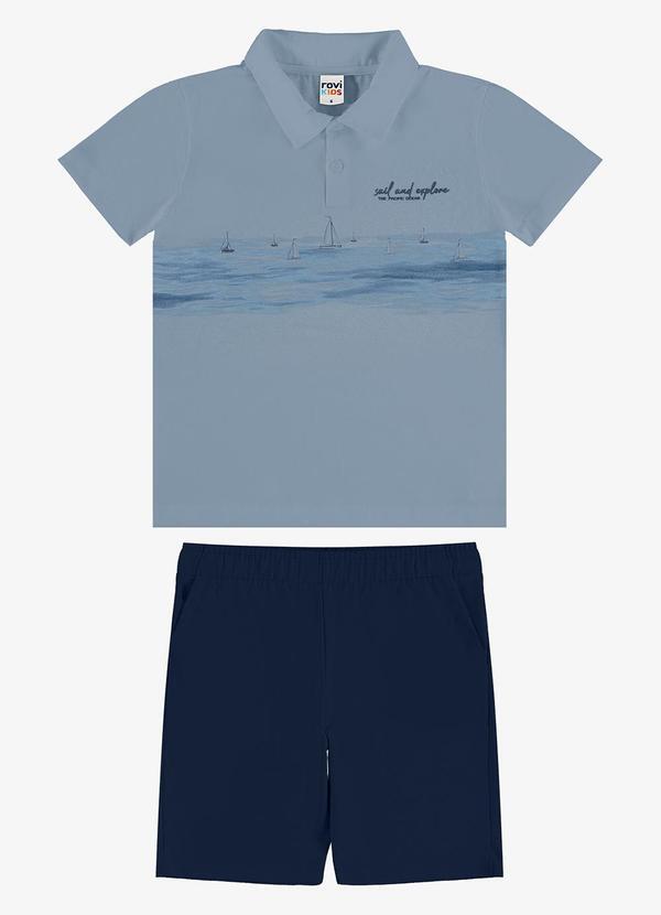 Conjunto Polo com Bermuda Infantil Azul