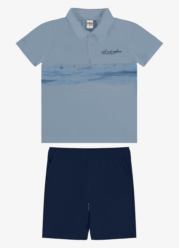 Conjunto Polo com Bermuda Infantil Azul