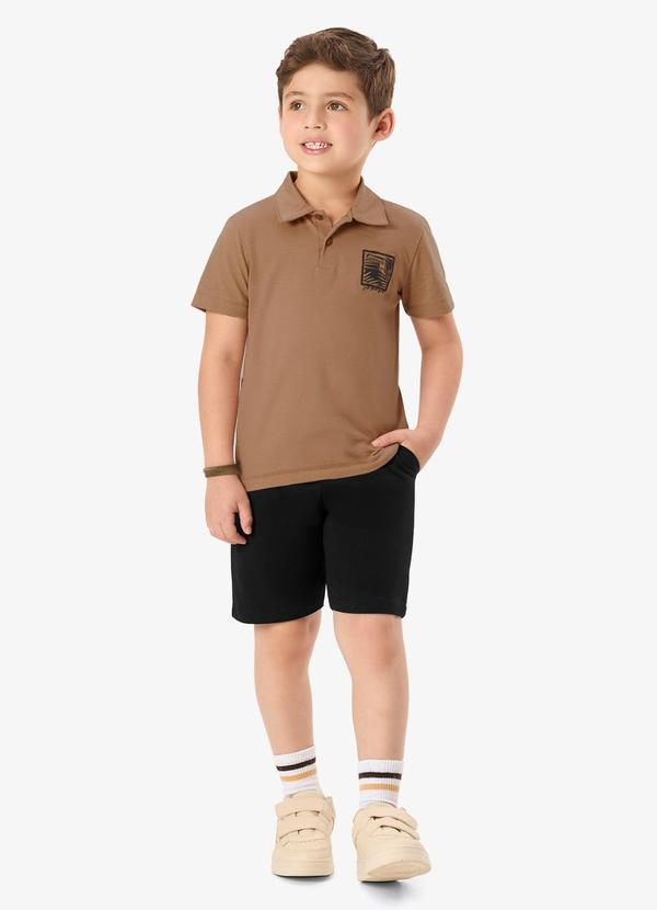 Conjunto Polo com Bermuda Infantil Marrom