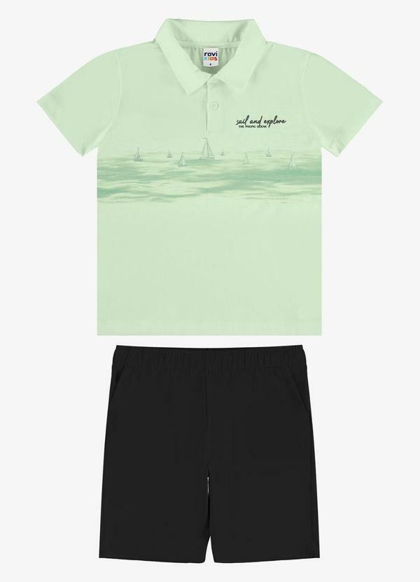Conjunto Polo com Bermuda Infantil Verde