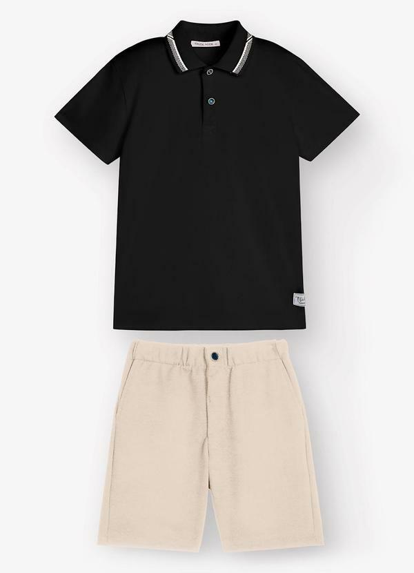 Vista 2 Conjunto Polo com Bermuda Preto Trick Nick Trick Nick