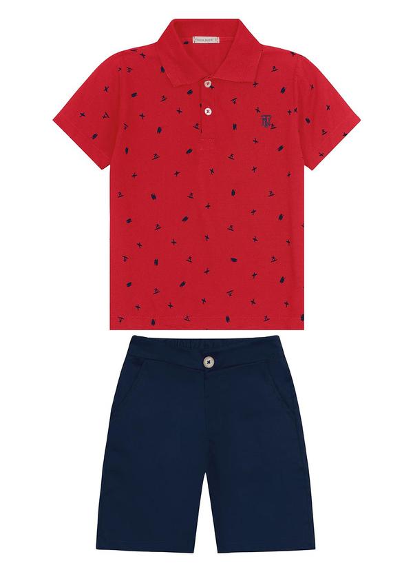 Vista 2 Conjunto Polo com Bermuda Vermelho Trick Nick Trick Nick