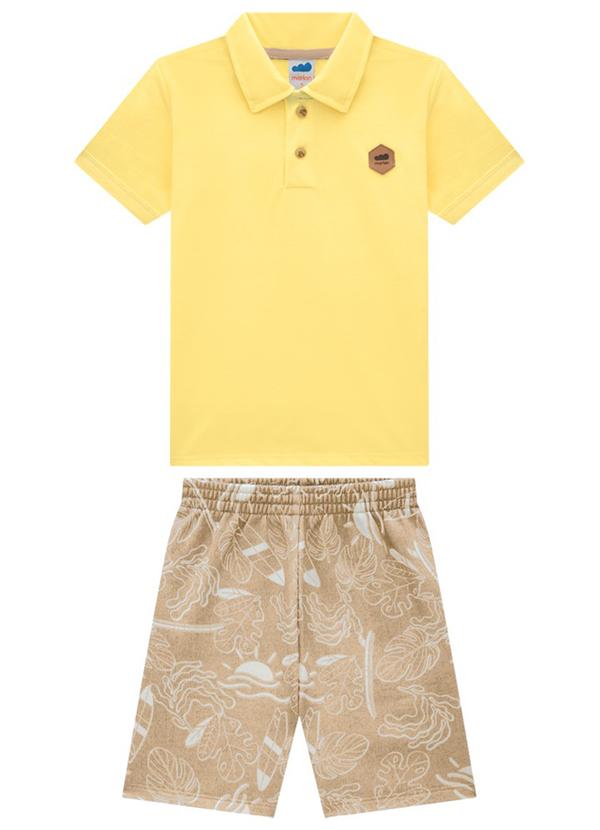 Vista 2 Conjunto Polo e Bermuda em Moletinho Amarelo Marlan Marlan