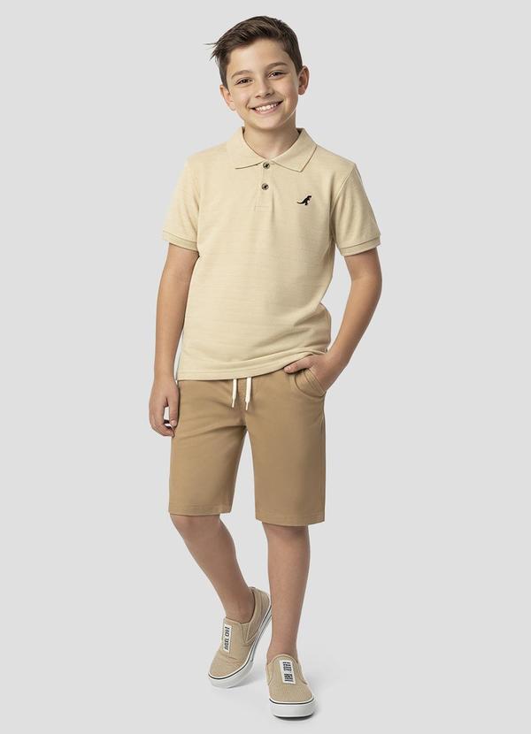 Conjunto Polo e Bermuda Sarja Brim Light Bege