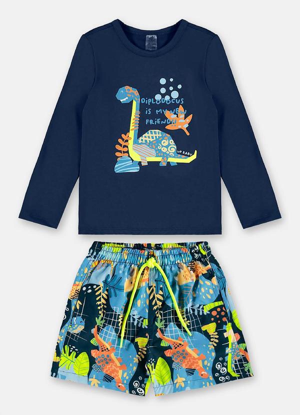 Conjunto Menino Camiseta Fps+50 e Shorts Azul Marinho