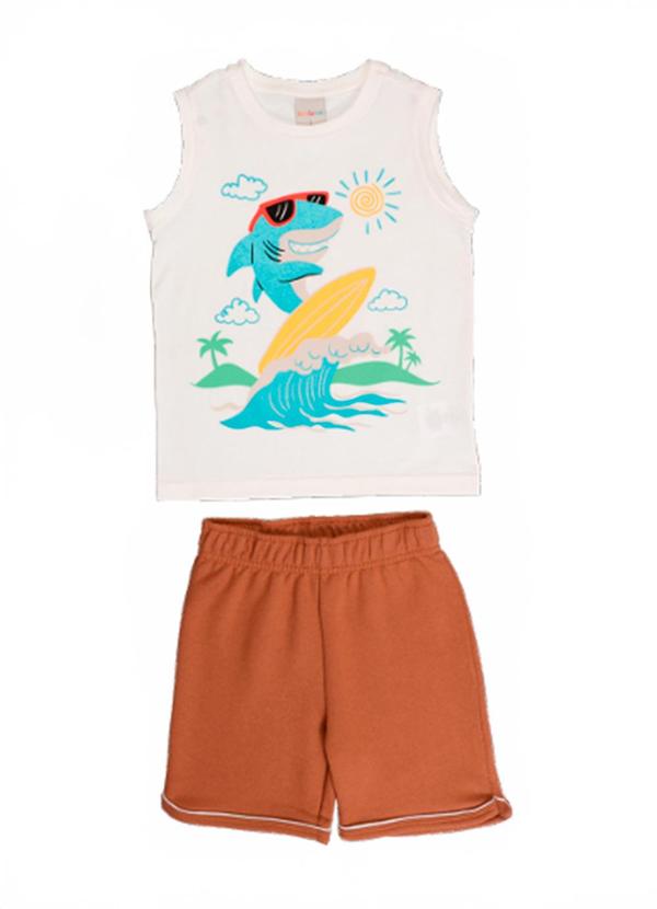 Conjunto Regata Bermuda Moletom Branco