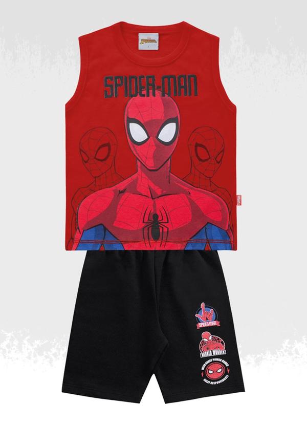 Vista 2 Conjunto Regata/Bermuda Spider-Man Vermelho Homem Aranha Homem Aranha