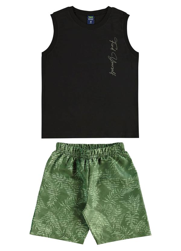 Conjunto Regata Bermuda Tropical Bee Loop Preto
