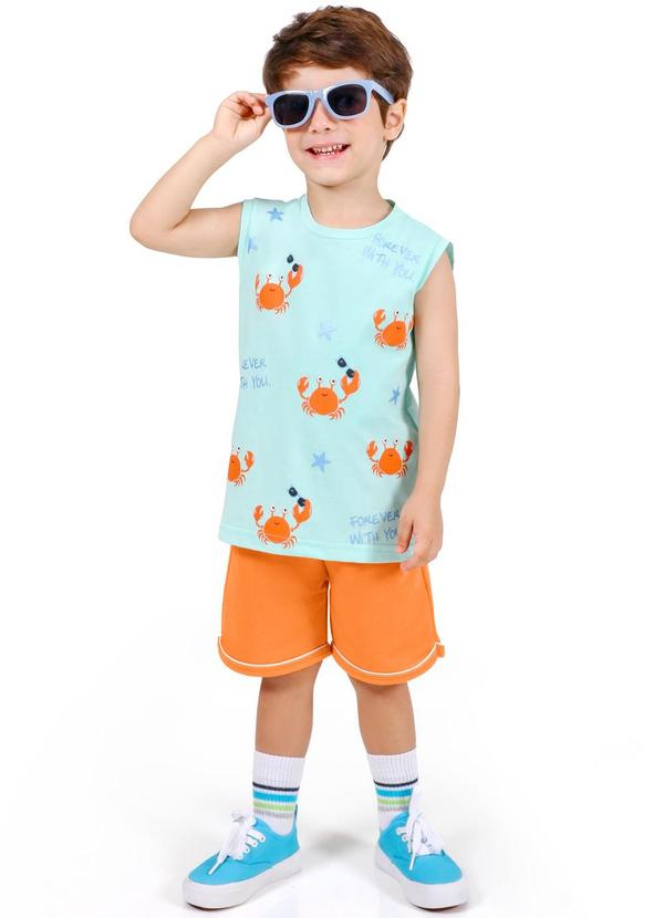 Vista 2 Conjunto Regata e Bermuda Azul Tink Bink Tink Bink