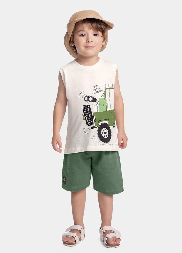 Vista 2 Conjunto Regata e Bermuda Bege Fakini Kids Fakini Kids