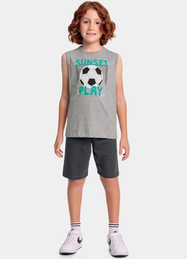 Vista 2 Conjunto Regata e Bermuda Cinza Fakini Kids Fakini Kids