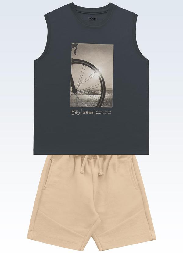 Conjunto Regata e Bermuda Cinza