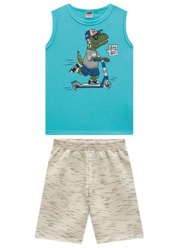 Conjunto Regata e Bermuda em Moletinho Azul
