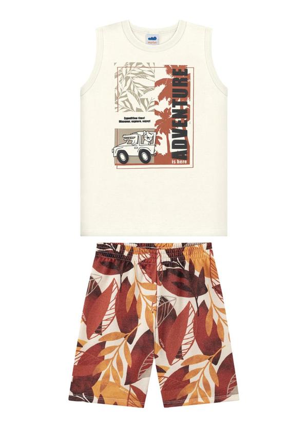 Conjunto Regata e Bermuda em Moletinho Bege