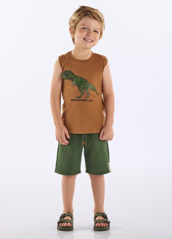 Vista 2 Conjunto Regata e Bermuda Infantil Marrom Up Baby Up Baby