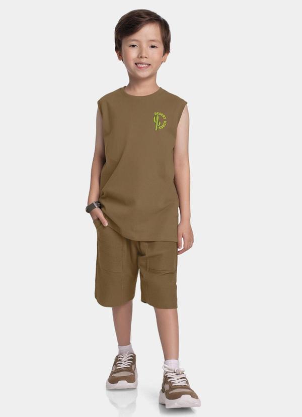 Vista 2 Conjunto Regata e Bermuda Marrom Fakini Kids Fakini Kids