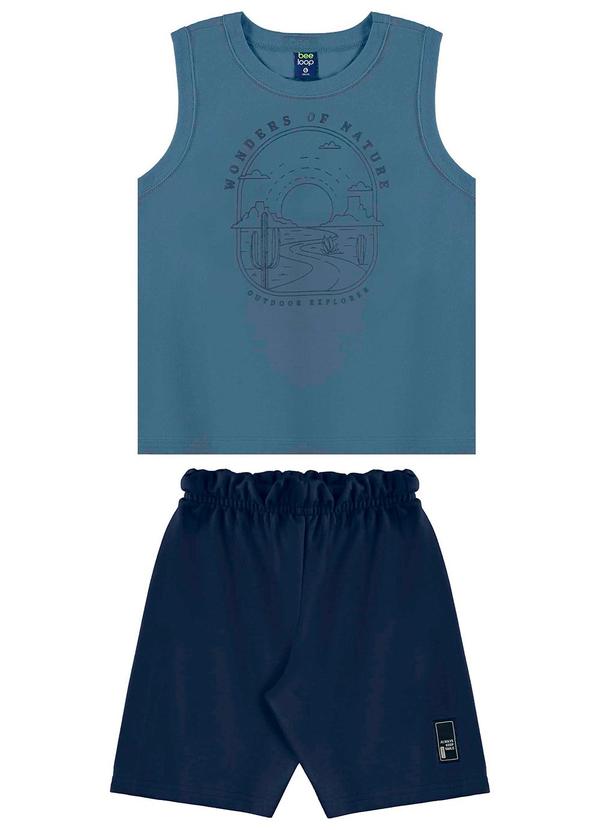 Vista 2 Conjunto Regata e Bermuda Menino Azul Bee Loop Bee Loop