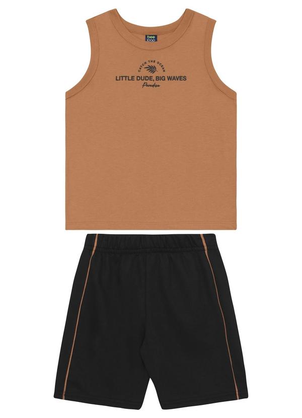 Conjunto Regata e Bermuda Menino Bee Loop Marrom